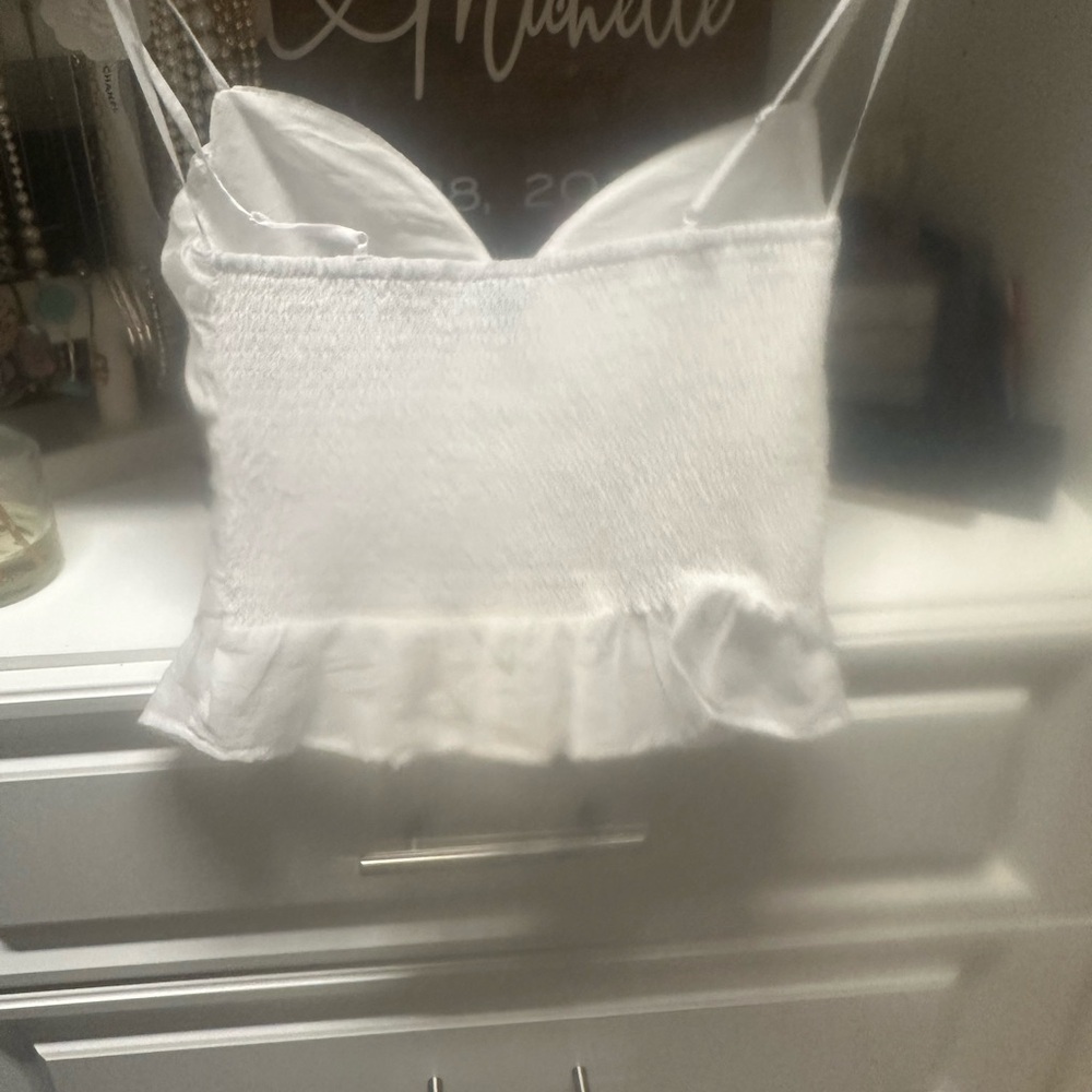Express Fitted Pleated Bustier Peplum Cami in White - Picture 4 of 4